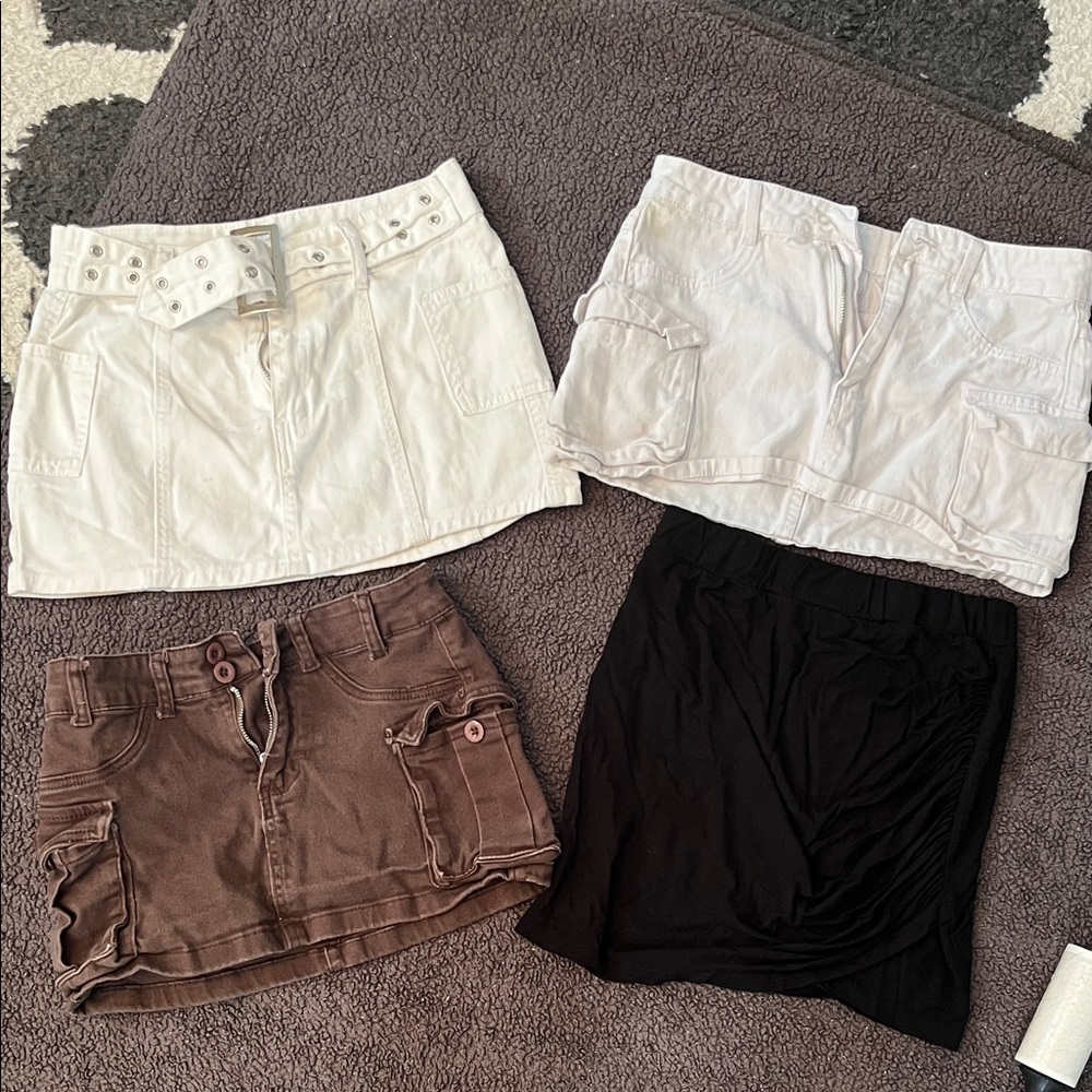 Bundle 4 SHEIN Skirts in Neutral Tones - white, brown, black. Size S and XS.